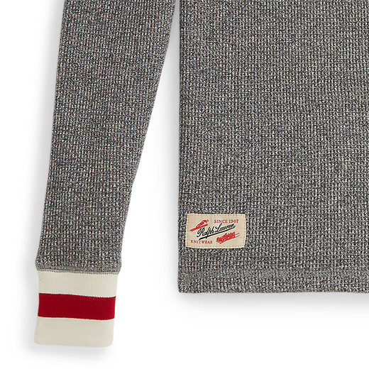 Polo Ralph Lauren Boys' Fall 25 Waffle Knitted Cotton Henley RL43858 020-Gray M