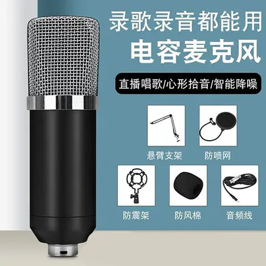 Fengxi duckbill condenser microphone mobile phone national karaoke online live broadcast microphone Douyin Kuaishou shouting wheat sound card set duckbill BM700 cantilever bracket + pop-up cover black