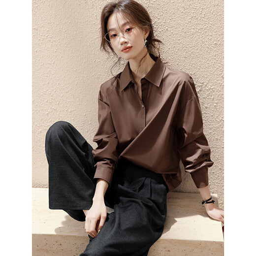 Mohan Yimei classic cotton shirt 2025 autumn new high-end paper man casual slim top for women
