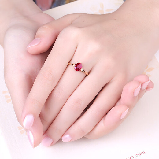 COASZE 18K gold inlaid with diamond 0.8ct Burmese ruby ring. Birthday gift for girlfriend and wife. Ruby ring. In-depth customized message.