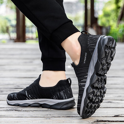 Women's walking shoes for middle-aged and elderly women, breathable, comfortable, non-slip, elderly shoes, soft and skin-friendly, fly-woven mesh travel hiking shoes, XE-9928 light gray 36