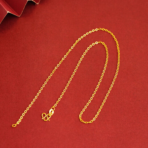 Junliangsha gold necklace for women 18k color gold plated without pendant new gold plated chain lanyard plain chain gold 925 color gold chain head X2137 single water wave chain free counter gift box