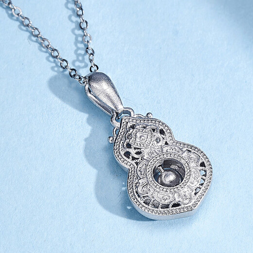 Meluxe Menai Yi Gourd Qingmeng PT950 Platinum Necklace Chinese Style Gourd Pendant Fulu Pendant Women's Birthday Gift About 3.6g (Silver Chain Free)