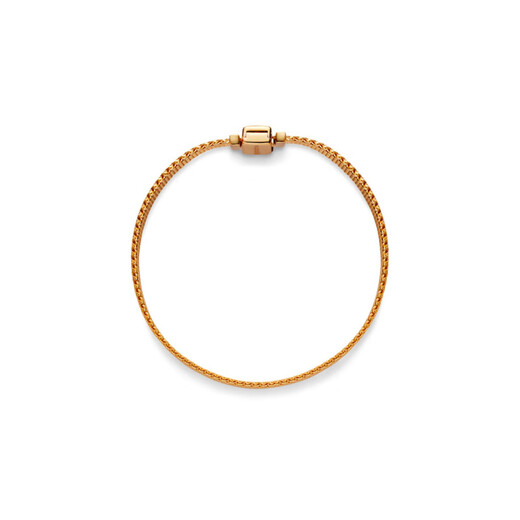 Pandora ins niche design 925 silver braided wide bracelet gold 17 cm