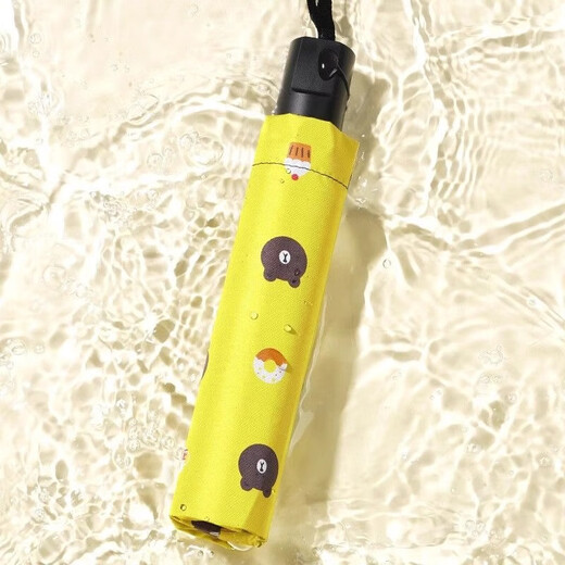 Student cute folding manual umbrella, rain or shine, sun protection, anti-UV sun umbrella, folding parasol, off-white - rain and sun protection/cartoon bear reverse manual