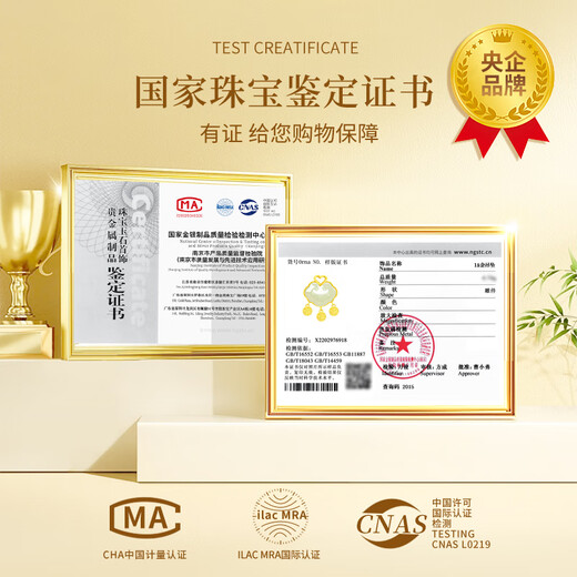 CHINA GOLD 18K Gold Necklace Women's K Gold Ruyi Blessing Lock Hetian Jade Pendant Birthday Memorial Gift Practical for Girlfriend and Wife Peace and Joy 18k Ruyi Love Blessing Lock Pendant Free Silver Chain