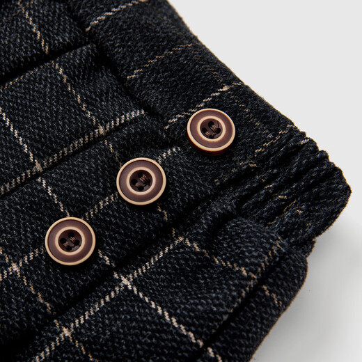 Barbie girls winter skirt autumn and winter plaid woolen skirt campus style pleated skirt BY010 navy blue 150