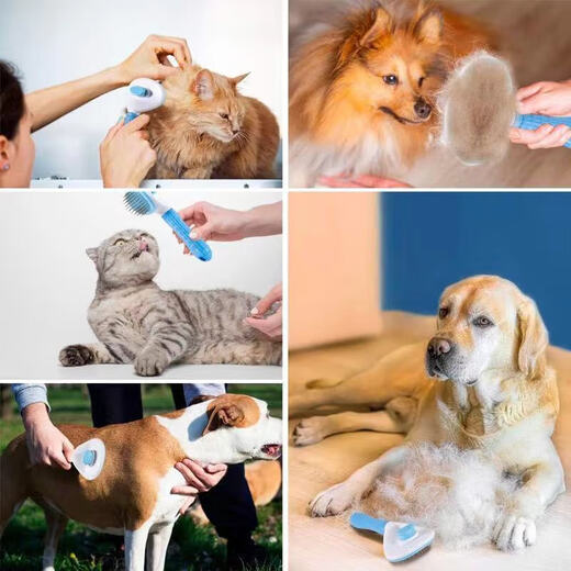 Cat and dog comb to remove floating hair artifact, pet-specific long hair cleaning comb to thin the base velvet and remove artifact, aqua blue, matched with pet nail clippers