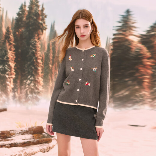 Sancai 2025 new winter woolen skirt A-line skirt short skirt Gray style for women