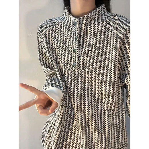 Lingbo Black Herringbone Pattern Breasted Stand Collar Sweater Men's Autumn Cleanfit Heavyweight Long Sleeve T-Shirt Bottoming Henry Shirt Black 2XL 150-165Jin Jin is equal to 0.5 kg