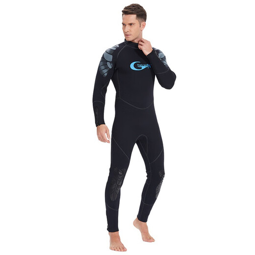 Yonsub5mm adult wetsuit one-piece long-sleeved men's sun protection quick-drying new black windbreaker swimsuit thickened black S