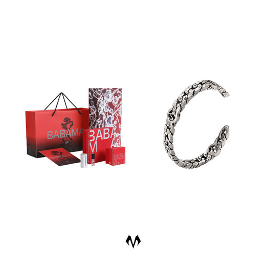 Jin Xu Wen Taotong Cuban Bracelet Men's Mark Bracelet Couple Bracelet Birthday and Valentine's Day Gift to Boyfriend Ancient Silver (Inner Diameter 65mm Opening 28mm)