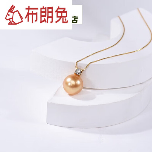 Brown Rabbit 13-14mm Seawater Pearl Large Particle Pendant Gold Round Cubic Chrome Oxide Gold 13-14mm -14mm