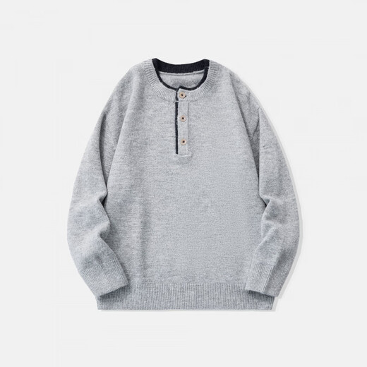 LUMILOTUS light luxury new brand classic retro Henry collar American style sweater for men 2025 new autumn and winter casual and warm brown M suitable for 110-130Jin Jin is equal to 0.5 kg