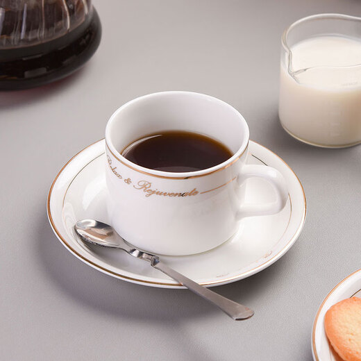 CLITON coffee cup and saucer set European-style gold-rimmed ceramic cup Western-style black tea cup breakfast cup milk cup 6 cups 6 saucers 6 + cup holder