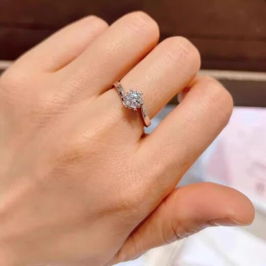 I Do platinum PT950 diamond ring Snowflake twist arm 1 carat cultivated diamond proposal engagement diamond ring gift for girlfriend Snowflake twist arm 1 carat diamond size 8