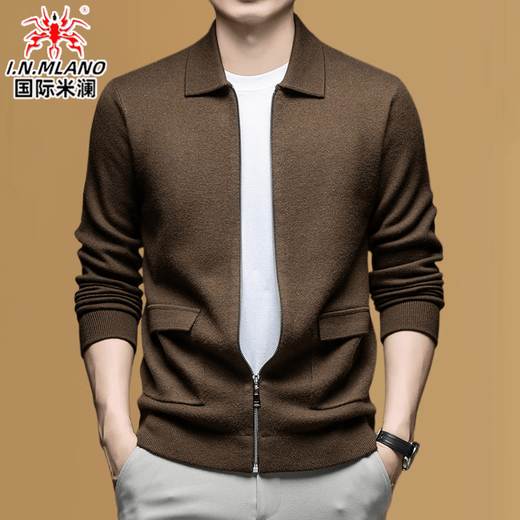 International Milan High-end Men's 100 Pure Wool Jacket 2025 Autumn and Winter New Business Casual Worsted Thickened Dad Outfit Black/Gift Box Thickened Genuine Ordos XL 140-160Jin Jin equals 0.5 kg