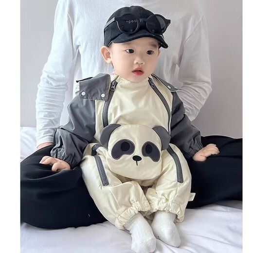Baby winter clothes, super cute and stylish, boy baby jumpsuit, autumn and winter jacket, infant and toddler winter outing clothes, uniform color, 80cm, 7-11 months