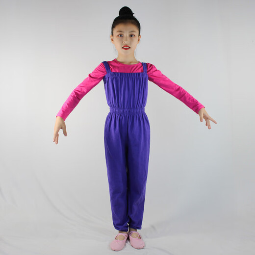 New children's dance clothing one-piece exercise pants girls overalls autumn and winter trousers girls overalls examination pants Violet_excluding long-sleeved tops 110