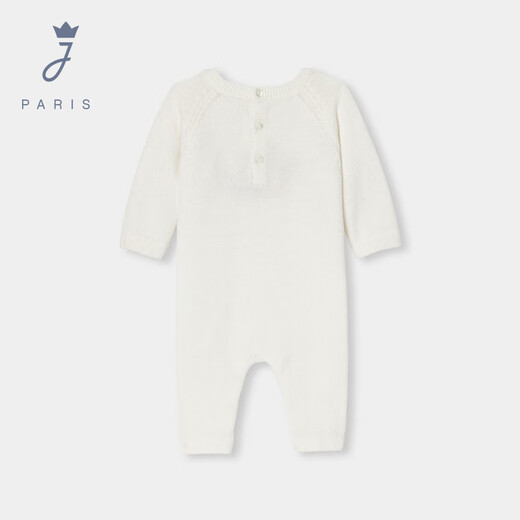 JACADI baby boy wool blended knitted jumpsuit new warm outdoor crawling suit 2044333 cotton white 707 73cm /12M