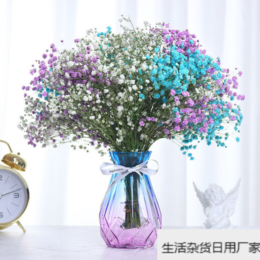 Gypsophila dried flower bouquet air-dried real flowers living room decoration new house decoration ornaments table flower arrangement small fresh orange Gypsophila-including diamond vase