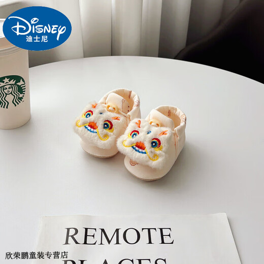 Disney Baby chaussures pour bébé printemps et automne chaussures en coton à semelles souples chaussures pour tout-petits en coton 0-12 bébés hommes et femmes chaussures et chaussettes antidérapantes pour nouveau-nés antidérapants Lion d'éveil blanc (chaussures Little Bear Mi Nuo) 11 S Longueur intérieure 11 cm Recommandé 0-6 mois
