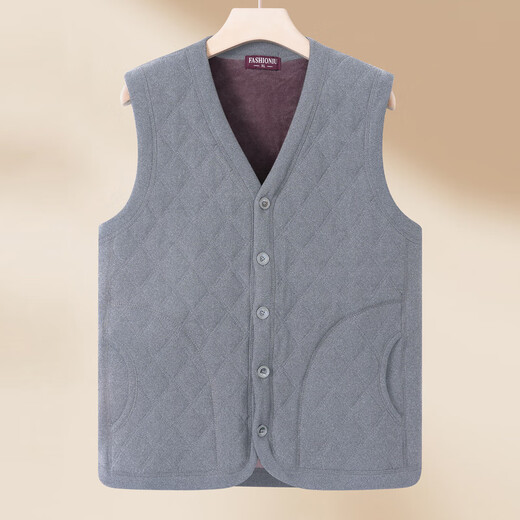 Xiaofu middle-aged and elderly vests with velvet and thickening middle-aged men's winter all-in-one velvet vests for men and dads winter solid color vests