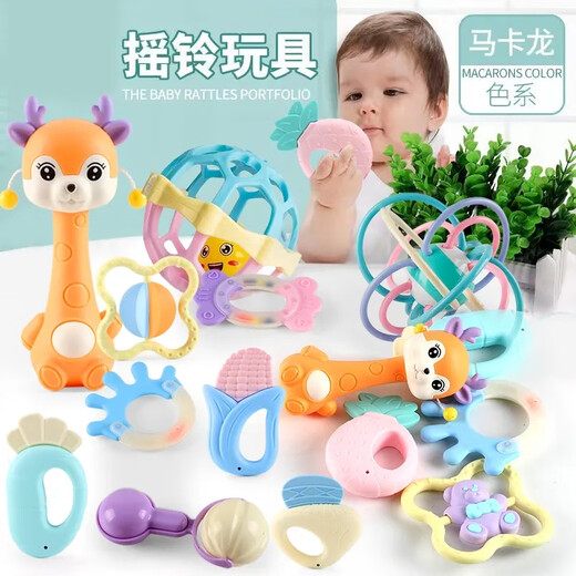 Qiaran Japanese Manhattan ball baby 0-3-6-12 months can chew food-grade silicone pacifier 0-6 months color box version hand ball cyy