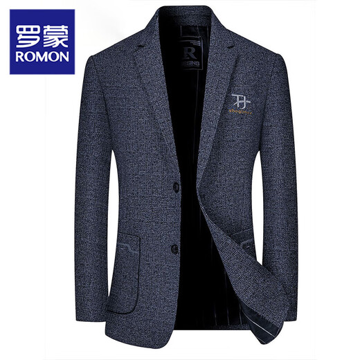 ROMON Light luxury men's casual suit for middle-aged men 2025 spring and autumn new style small suit jacket versatile anti-wrinkle top Navy blue M (175) Recommended weight (Jin Jin equals 0.5 kg) 125-143