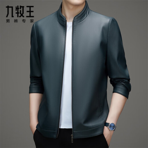 九牧王2025秋冬款皮衣男士立领海宁皮夹克中年爸爸装休闲短款皮外套男 蓝色N2339 S 165