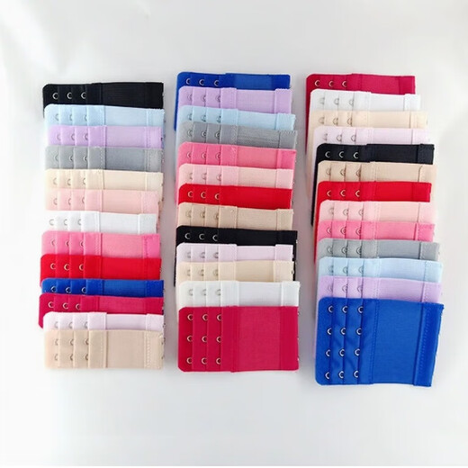 Underwear extension buckle elastic elastic bra adjustment lengthened underwear back buckle bra extension buckle three rows three buckles 12PCS black skin white apricot 1 each pearlescent bag