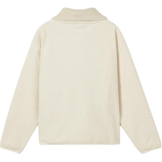 LACOSTE French crocodile loose shoulder half-zip lapel sherpa fleece pullover sweatshirt men's SKB/chocolate color one size 4