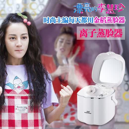 Golden rice facial steamer hot spray opens pores, facial humidification and hydration artifact spray machine steam beauty facial steamer KD332V hot spray with beauty mirror