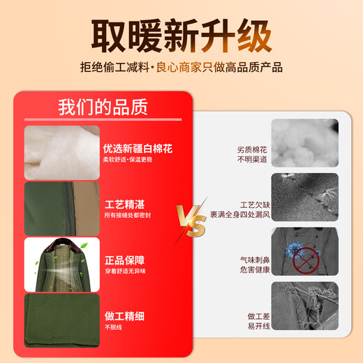 3013Ji Huajun Coat Cotton Coat Men's Over-the-Knee Winter Thickened Long Security Coat Yellow Coat Coldproof Clothing Labor Protection Cotton Jacket Military Coat-(Xinjiang Cotton) Thickened Style