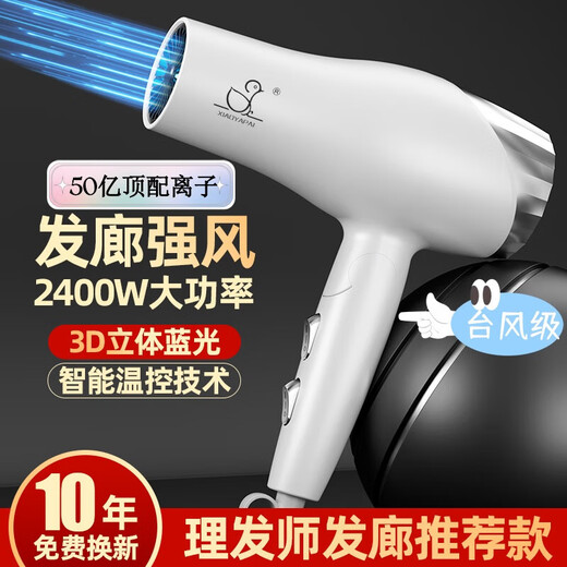 Xiaoya (XIAOYA) 2400W high-power hair salon hair dryer negative ion blue light hair care folding hair dryer powerful high-speed large hair dryer King top version Honor White + 2400W + free air nozzle + foldable 4.5 billion blue light ion hair care typhoon-level wind movement