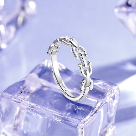 Wanfulong Platinum 950 Ring Personalized Retro European and American Simple D Chain Female Niche Design Gift for Girlfriend and Wife Birthday Gift Platinum 950 Personalized Retro European and American Ring 2.53g