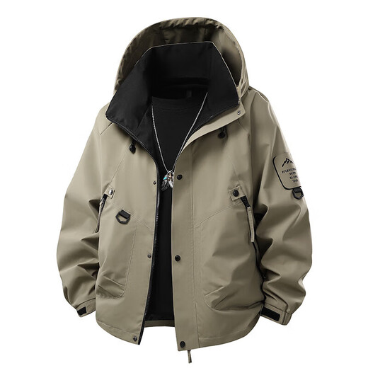 Dances with Wolves 2025 New Jacket Men's Outdoor Work Jacket Couple Single Jacket Cycling Jacket Windproof Mountaineering Jacket 8053 Beige S