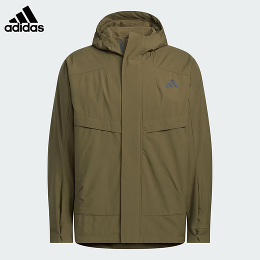 Adidas Jacket Men's 2025 Winter New Fitness Training Sports Woven Hooded Jacket Running Style KB7625 3XL