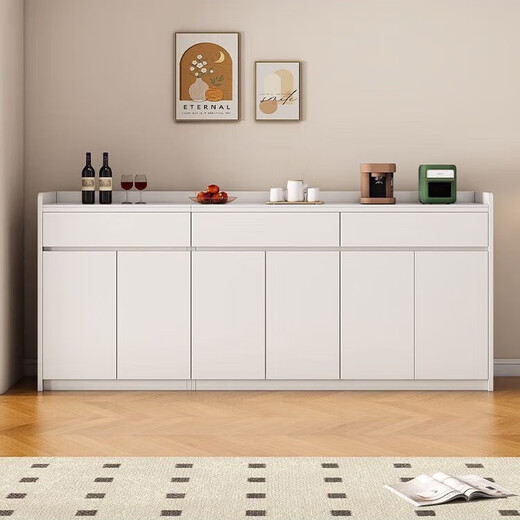 Xuanzun Entrega a domicilio Aparador de pizarra superior Armario de almacenamiento de pared para sala de estar Gabinete de almacenamiento multifunción Gabinete para té Gabinete para vino Gris + Blanco Tres puertas y dos cajones 120 cm