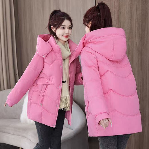 2025 new cotton-padded jacket, super good-looking, thickened cotton-padded jacket, Korean version, light and not bulky, down cotton mid-length winter jacket, black XL 115-130Jin Jin is equal to 0.5 kg