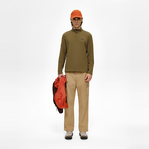 Biyinlefen Hu Yitian's same style 2025 new autumn men's fashionable sun protection foldable Henry collar long-sleeved T-shirt 34 Army Green L