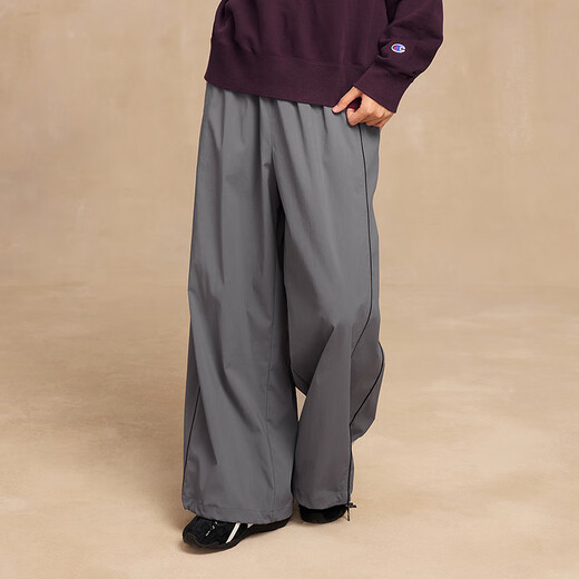 Champion [Même modèle de Ding Yuxi] Champion Pantalon de tissage de travail pour femmes 2025 Automne Nouveaux jambes larges pantalons décontractés Pantalon de marque Trendy Grey L Grey L