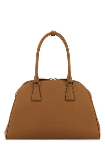 PRADA Saffiano Zip Medium Handbag Brown One Size