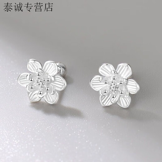 KZD Old Phoenix s999 sterling silver earrings for pierced ears, no need to take them off for sleeping, hypoallergenic earrings, screw-buckle earrings for women, a pair - plum screw earrings, 999 pure silver earrings