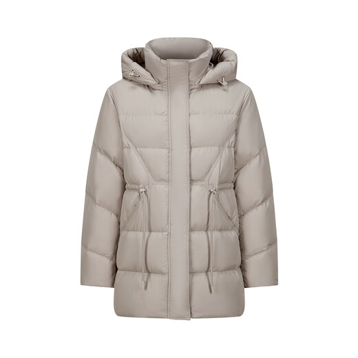 Jiuzi Annako Elegant Commuting Style Three Anti-heating Hooded Waist-Slimming Duck Down Down Women's Winter New Style Light Gray S