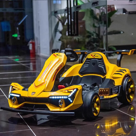 HAOWA silent motor children's electric kart F1 baby drift can sit on adult toy children's four-wheel remote control car painted gray + remote control + 4845 silent motor + early education Bluetooth + front, rear, left and right