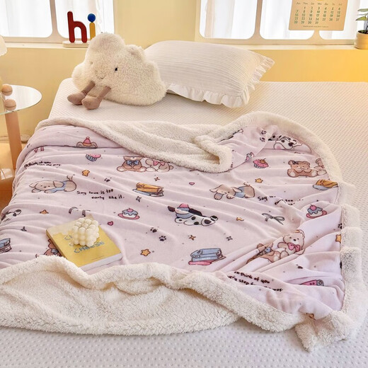 Fantasy A-type three-layer thickened plus fleece milk velvet office nap blanket kindergarten blanket autumn and winter blanket Little Red Riding Hood double-layer thickened high-gram weight milk velvet + lamb's velvet 150*200 single blanket Type A skin-friendly warm can be spread and covered