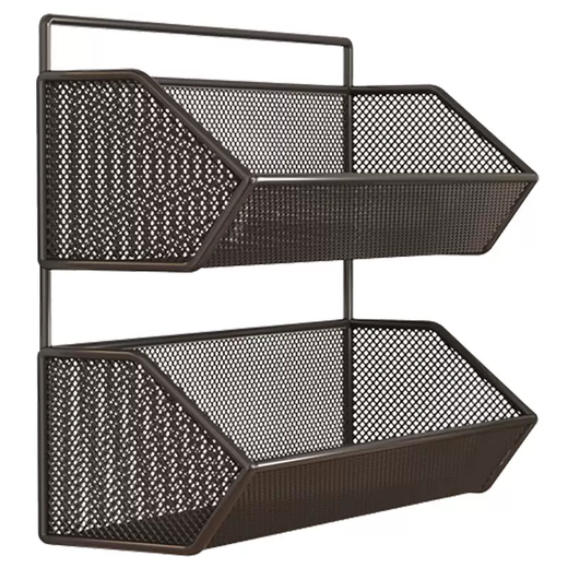 Yusenyi Kitchen Storage Rack Artifact Drainage Wall Basket Perforated Free Multifunctional Vegetable Basket Seasoning Wall Hanging Rack Ginger and Garlic White Double Layer Large (Standard Model)