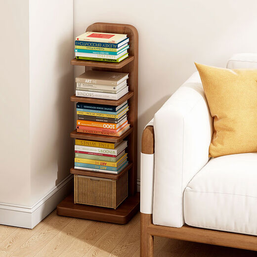 半厘全实木书架立式隐形置物架客厅防倾倒收纳架子家用靠墙窄缝小书柜 全实木原木色-5层隐形书架