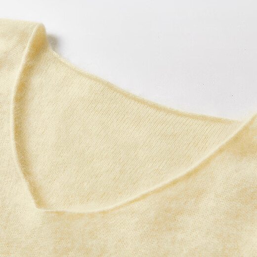 Xiangying Sheep Wool + Cashmere Yellow V-neck Sweater Women's 2025 Winter New Lazy Style Knitted Top Yellow XL 170/92A/125-140Jin Jin equals 0.5 kg
